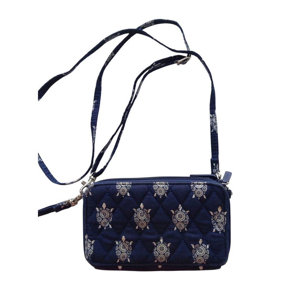 Rare Vera Bradley Sea Turtle design Navy whiteCrossbody wallet purse Like new